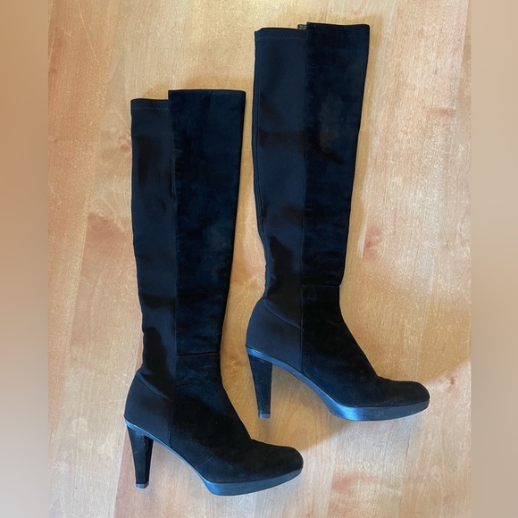 Stuart Weitzman Demi 5050 Knee High Boots in Black Suede - Picture 6 of 8